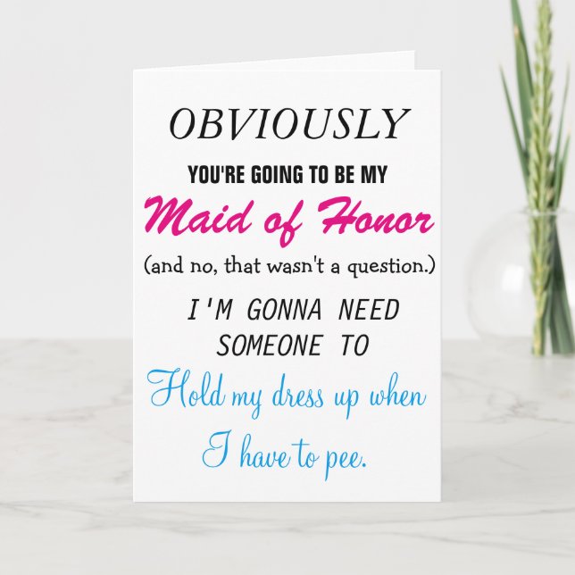 Be my Maid of Honour Invitation (Front)