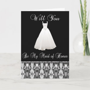 Be My Maid of Honour Invitation in Lace