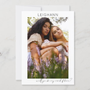Be My Maid of Honour Photo Proposal Calligraphy V Invitation