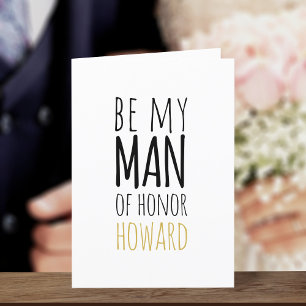 Be My Man of Honour Modern Wedding Proposal Card