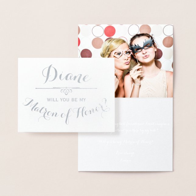 Be My Matron of Honour Cursive Personalised Foil Card (Display)