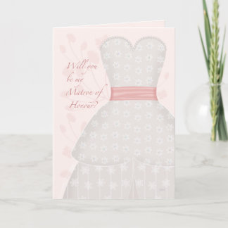 Be My Matron of Honour Lace Gown Coral Invitation