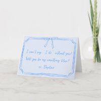 Be my something blue? Bow Bridesmaid Proposal Card