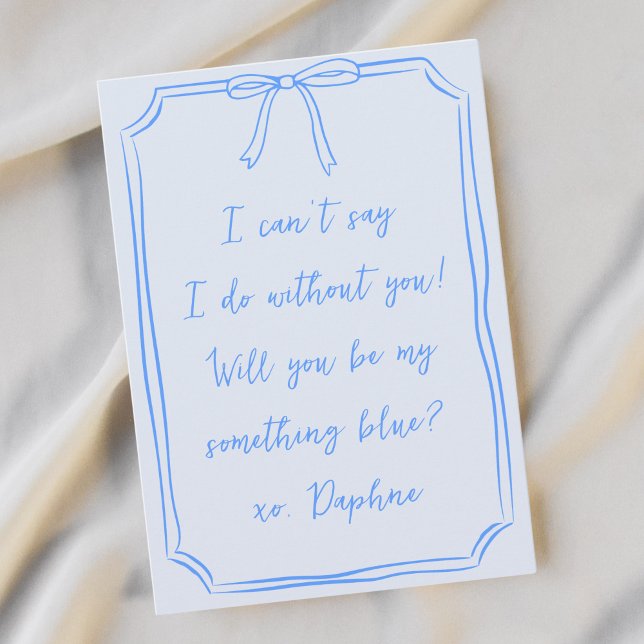 Be my something blue? Bow Bridesmaid Proposal Invitation (The perfect way to propose to your something blue crew or bridesmaids!)
