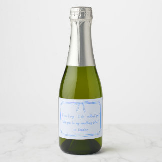 Be my something blue? Bow Bridesmaid Proposal Sparkling Wine Label