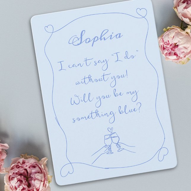 Be My Something Blue Cute Bridesmaid Proposal Card (Creator Uploaded)