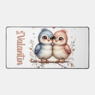 Be My Valentin – Cute Love Birds Valentine Art Desk Mat