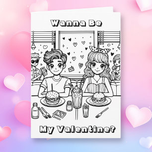Be My Valentine Adult Colouring Card