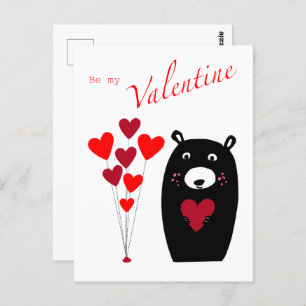 “Be my Valentine” Bear postcard