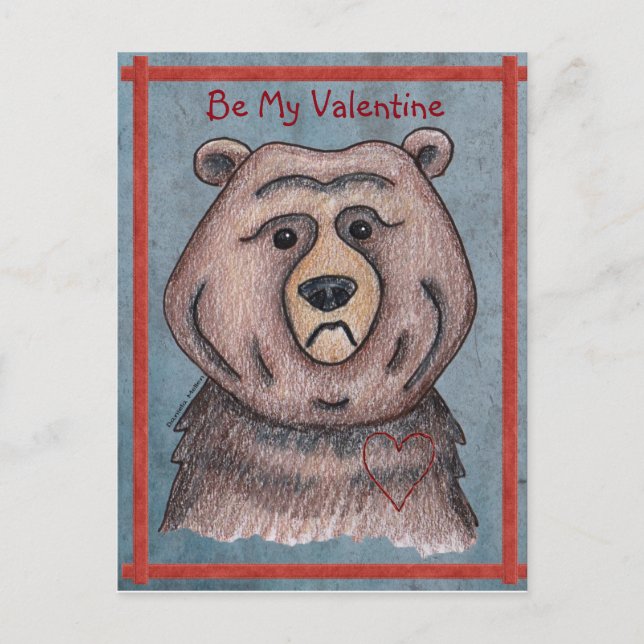 Be My Valentine Bear Postcard (Front)