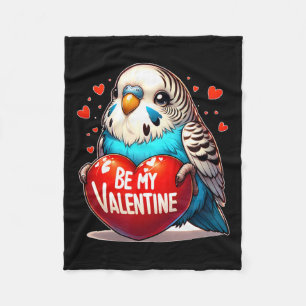 Be My Valentine Budgie Heart Fleece Blanket