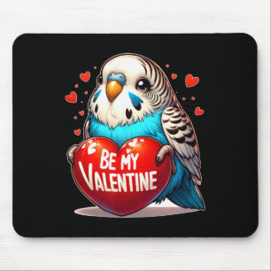 Be My Valentine Budgie Heart Mouse Pad