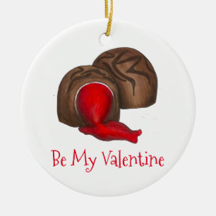 Be My Valentine Chocolate Cherry Cordial Candy Ceramic Tree Decoration