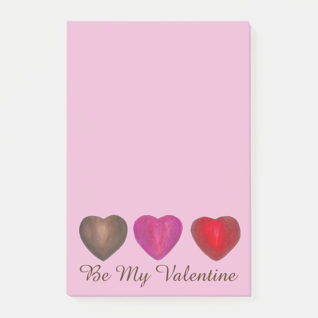 Be My Valentine Chocolate Heart Valentine's Day Post-it Notes (Front)