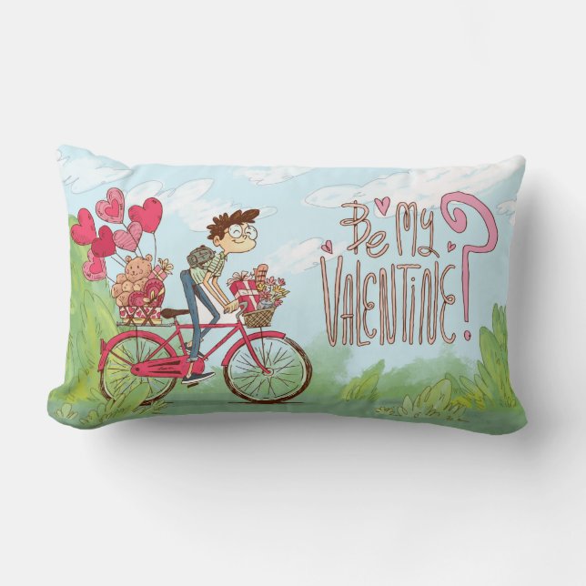 Be My Valentine - Crazy Boy in love Lumbar Cushion (Front)