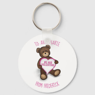 Be My Valentine Custom Cute Vintage Teddy Bear Key Ring