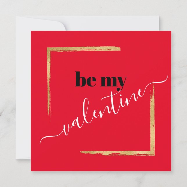Be My Valentine Custom Red Typography Card (Front)