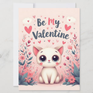 Be My Valentine Cute Cat Illustration