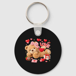 Be My Valentine Cute Crochet Yarn Bear Love _1 Key Ring