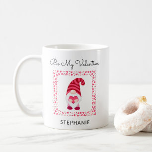 Be My Valentine Cute Gnome with Heart Personalised Coffee Mug