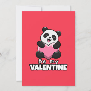 Be My Valentine – Cute Panda Hugging a Heart Card