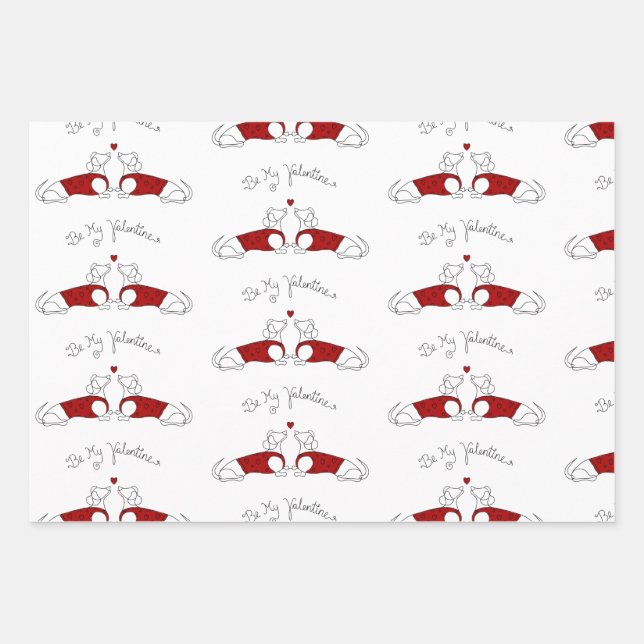 Be My Valentine Dachshund Wrapping Paper (Front)