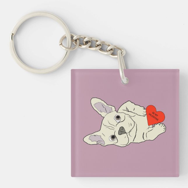 Be my Valentine, dog Key Ring (Front)