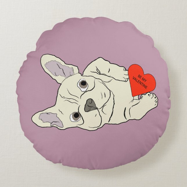 Be my Valentine, dog Round Cushion (Front)