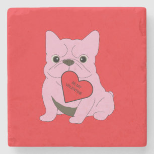 Be my Valentine, dog Stone Coaster