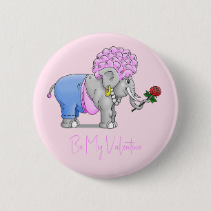 Be My Valentine Elephant 6 Cm Round Badge