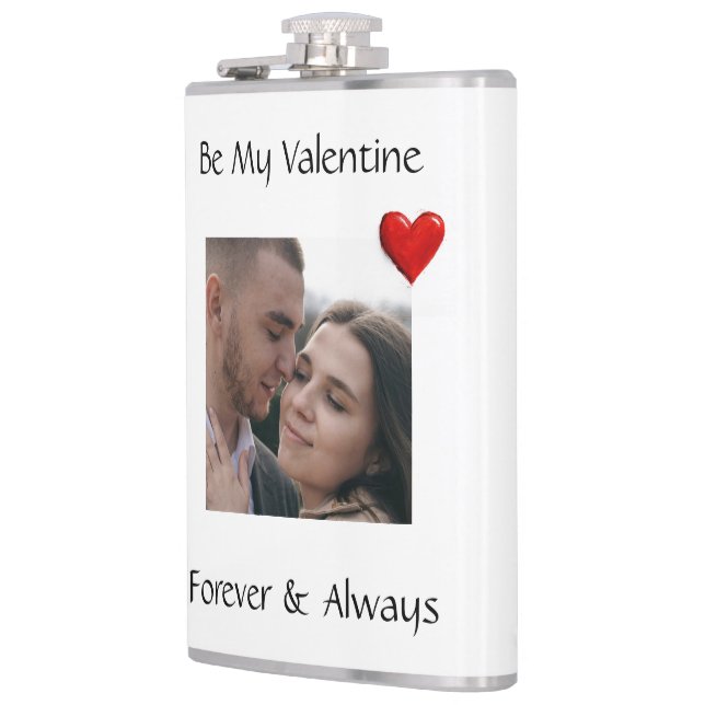 Be My Valentine Flask Custom Vinyl Wrap with Photo (Left)