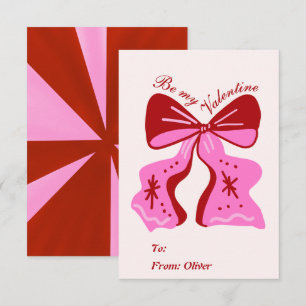 Be My Valentine Hand Drawn Bow Valentine's Day Card