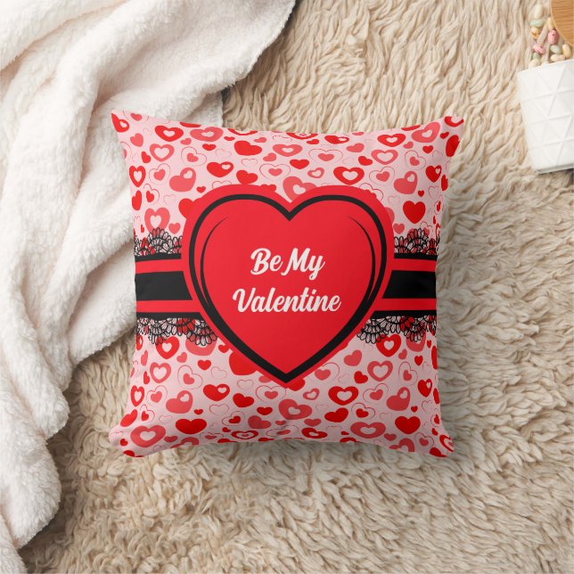 Be My Valentine Hearts Pattern Pillow (Blanket)