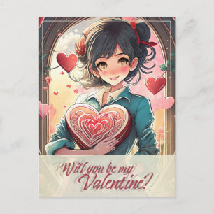 Be My Valentine in Manga Style 31470 Holiday Postcard
