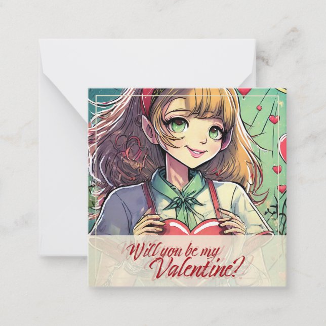 Be My Valentine in Manga Style 33419 Card (Front)