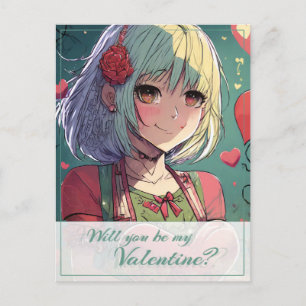 Be My Valentine in Manga Style 33420 Holiday Postcard