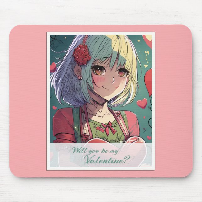 Be My Valentine in Manga Style 33420 Mouse Pad (Front)