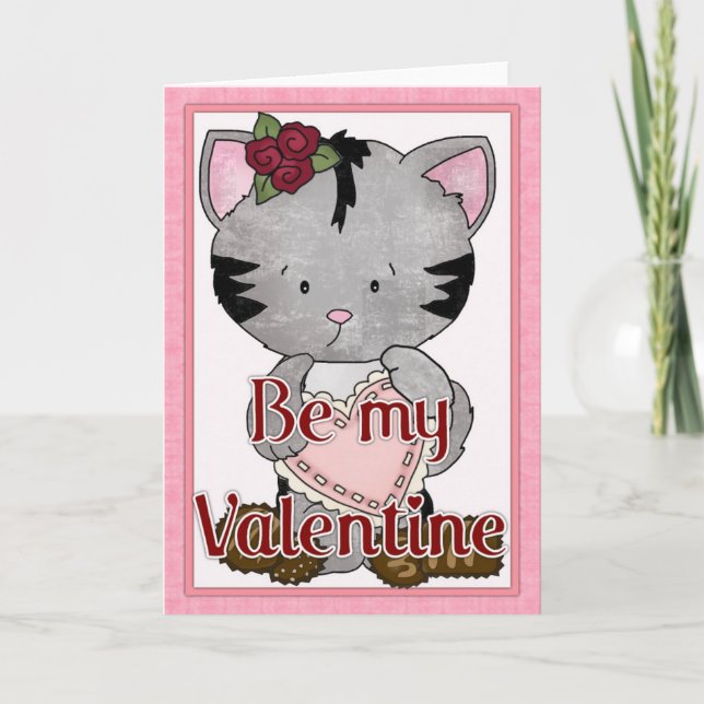 Be My Valentine Kitty Cat Greeting Card d4 (Front)