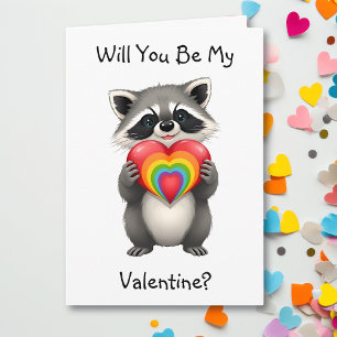 Be My Valentine?    LGBTQ Racoon Card