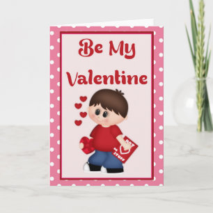 Be My Valentine Little Boy Themed Greeting Card 1