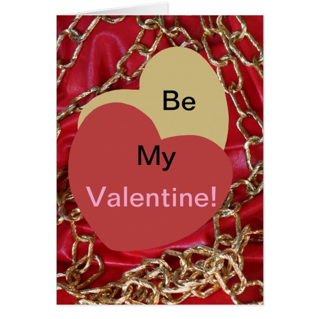 Be My Valentine Love Hearts gold & red valentine  (Front)