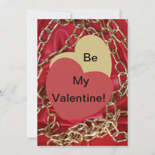 Be My Valentine Love Hearts gold & red valentine  Card
