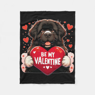 Be My Valentine Newfie Dog Heart Fleece Blanket
