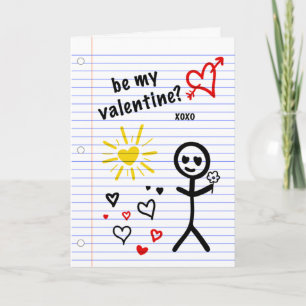 be my valentine notebook paper sketches holiday card
