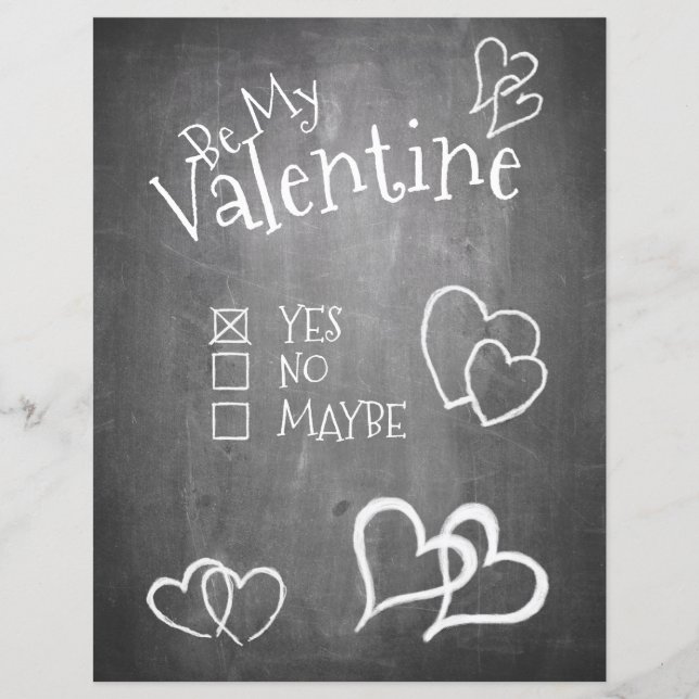 Be my Valentine on a chalk board (Front)