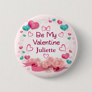 Be My Valentine Personalised Button