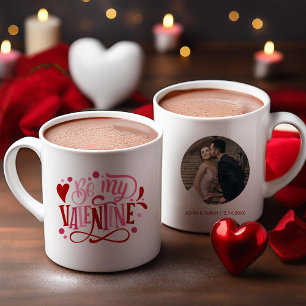 "Be My Valentine" Personalised Photo and Message Two-Tone Coffee Mug