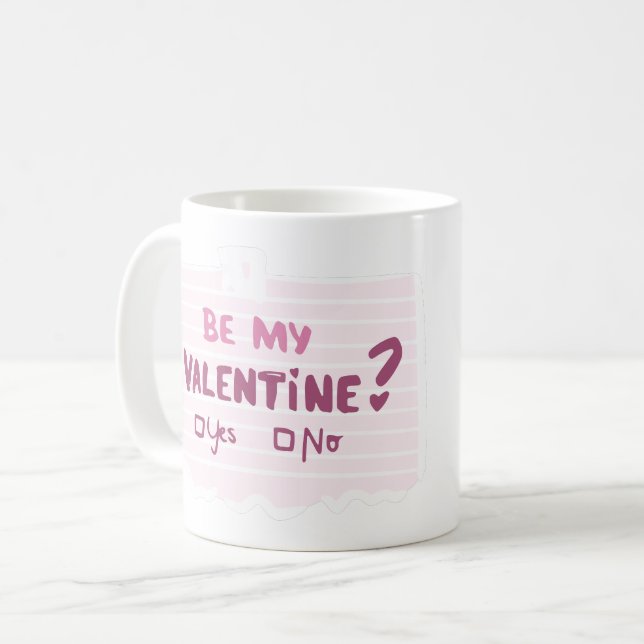 Be My Valentine? Photo Heart Pink Coffee Mug (Front Left)