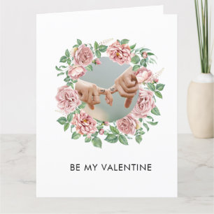 BE MY VALENTINE Photo in Rose Wreath White Card