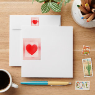 Be my Valentine red heart note  Envelope